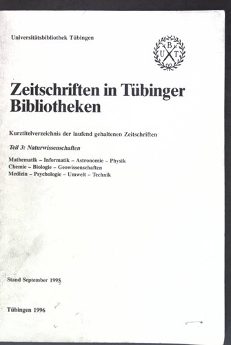 Zeitschriften tübinger - zeitschriften,