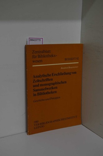 Analytische erschliessung von - analytische,
